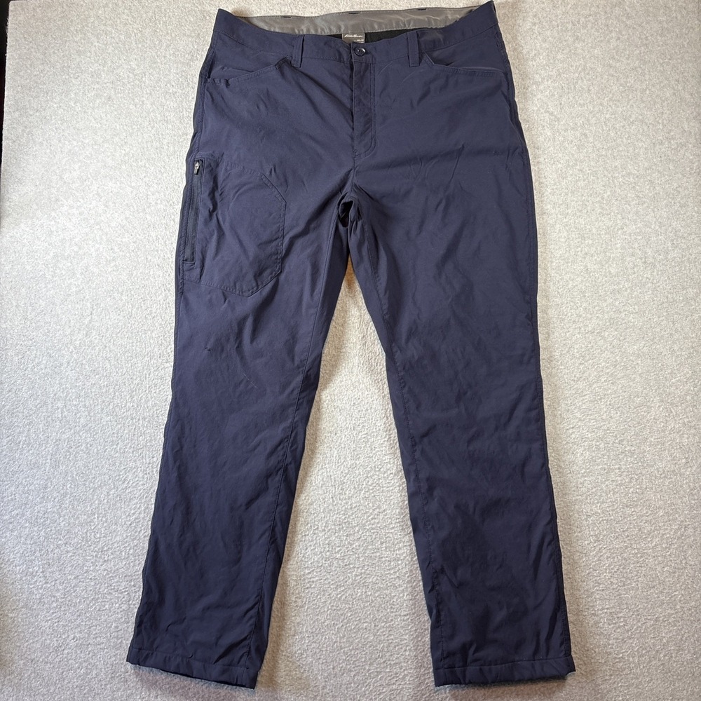 Eddie Bauer Navy Blue Fleece Lined Tech Pants Men's 40x32 Hiking Outdoors